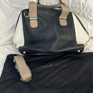 Mackage color block black white and tan purse